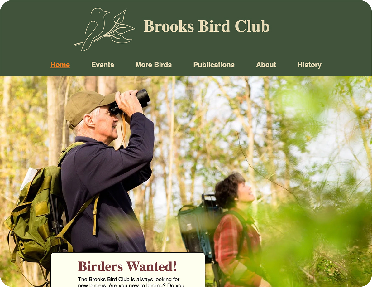 screenshot of a webpage showcasing two people on a bird watching adventure