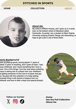 screenshot of an about the author page with text and two images of the websites creator