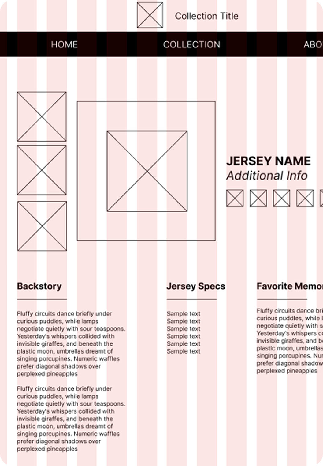 empty boxes and sample text laid out in different layouts as a brainstorming device